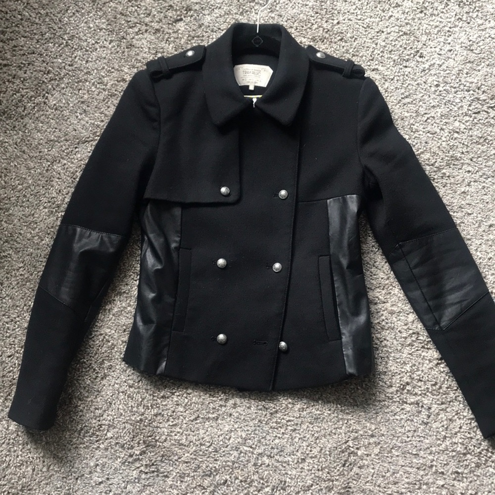 Wool. Faux leather jacket